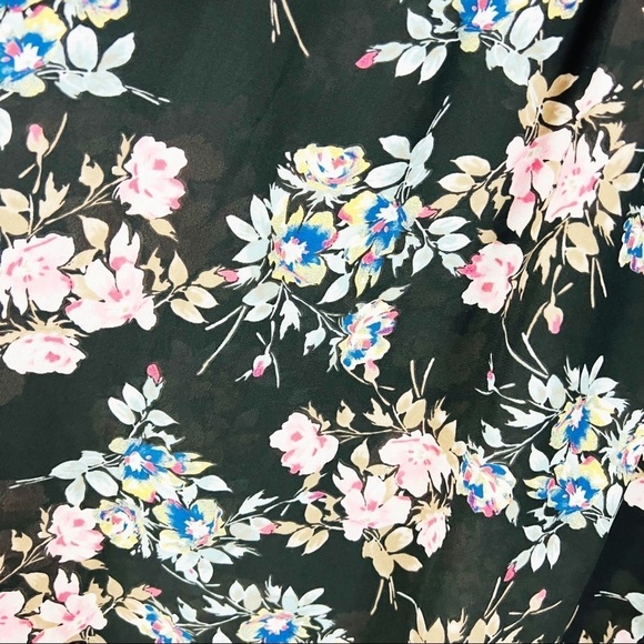 Lush Floral Blouse Top L Spring Office Business - Picture 5 of 7